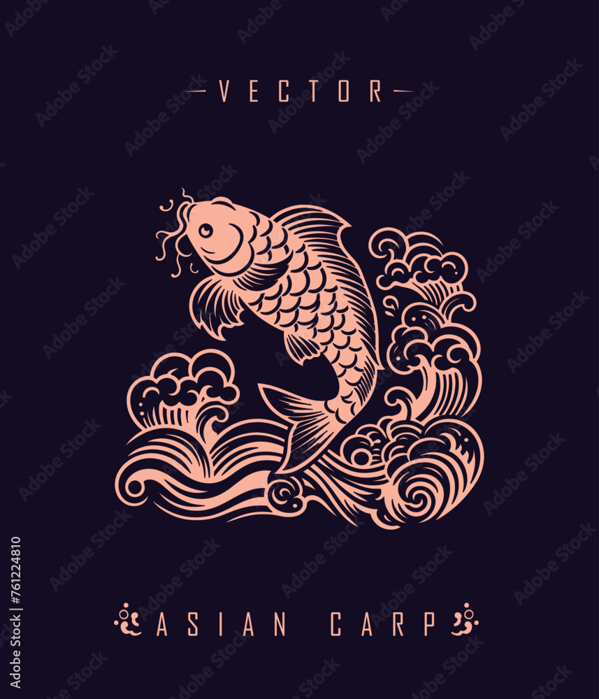 Fototapeta premium Chinese carp traditional art form