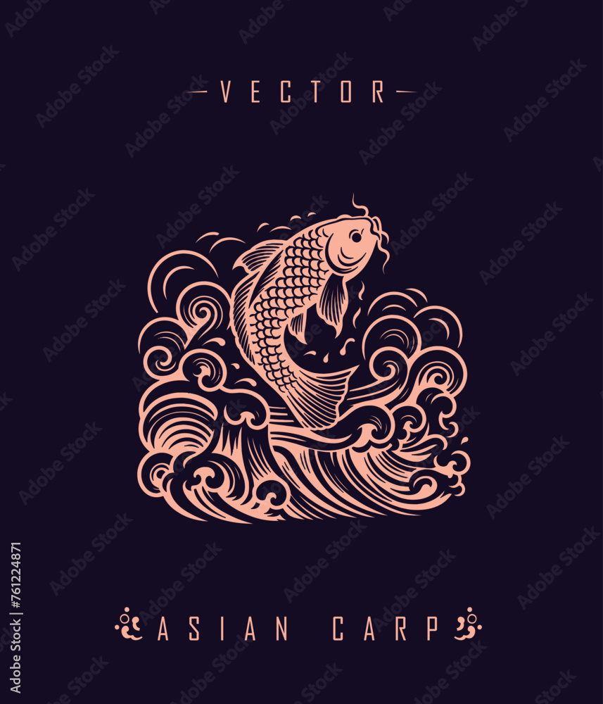 Fototapeta premium Chinese carp traditional art form