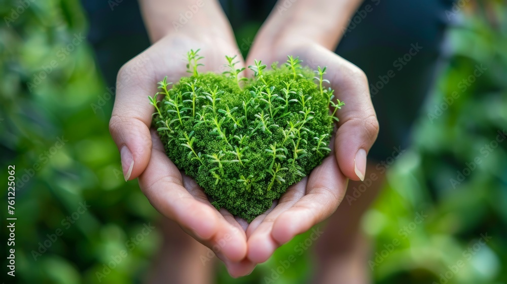 Green Heart in Hands
