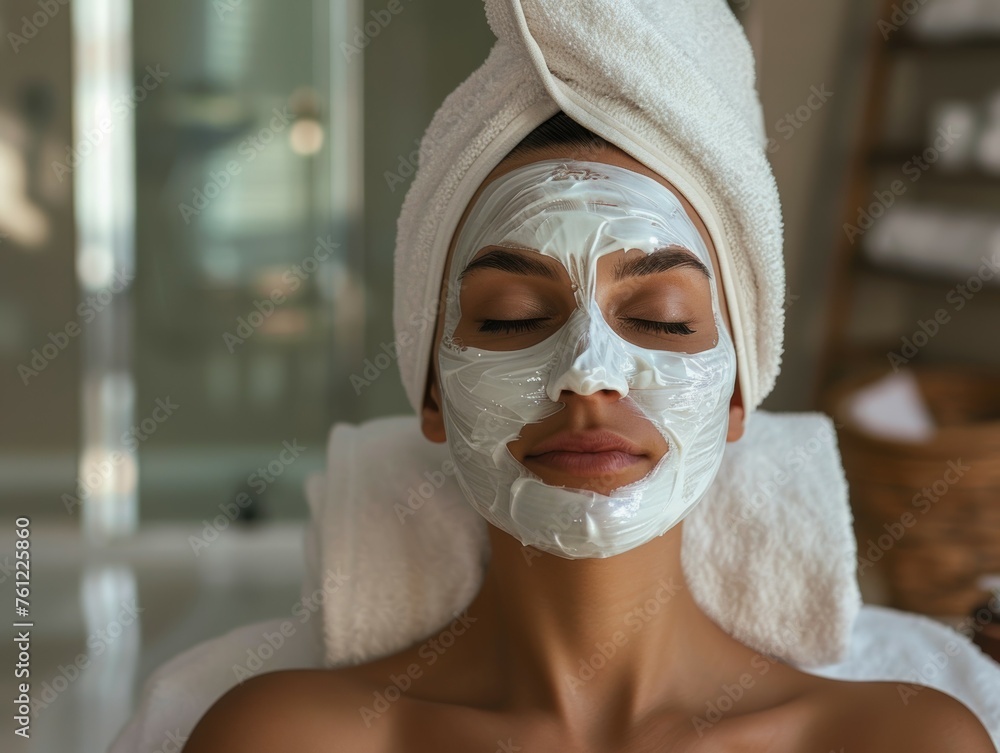 Woman with Facial Mask in Spa Woman with Facial Mask in Spa