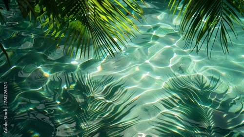Palm Leaves Shadow on Water Surface © Custom Media
