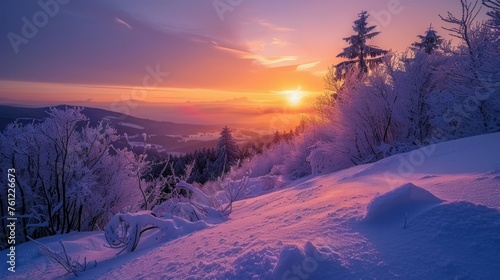 Winter Sunrise Landscape Schlsselfelsen Palatinate Forest
