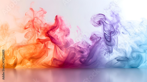 Colorful smoke on white background, Abstract colorful smoke