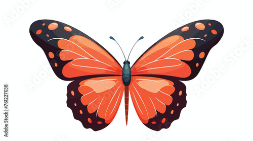 Cartoon butterfly icon flat vector isolated on white