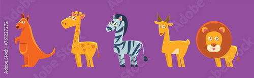 Wild African Animal and Zoo Beast Vector Set