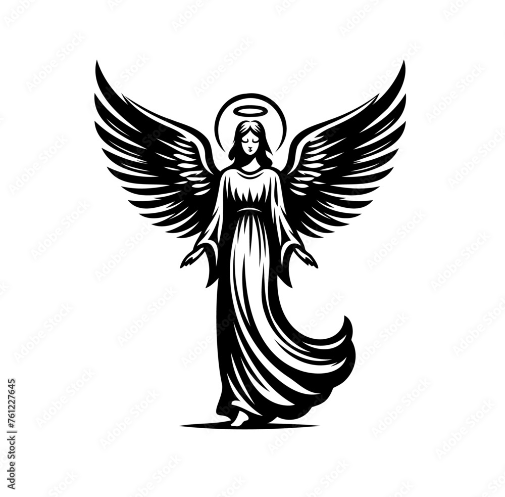 Fototapeta premium angel graphic vector illustration in vintage style for streetwear and urban style t-shirts design, hoodies 
