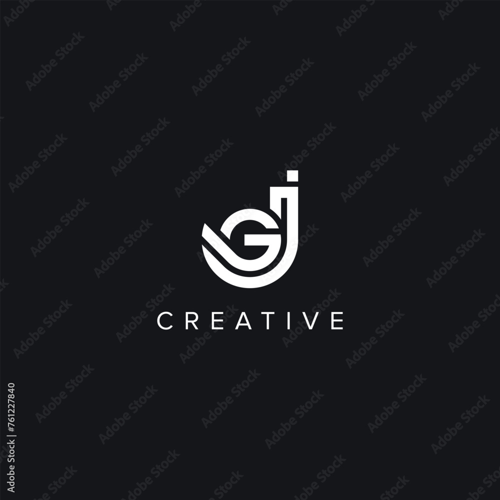 Abstract Letters GJ JG Creative Logo Initial Based Monogram Icon Vector symbol.