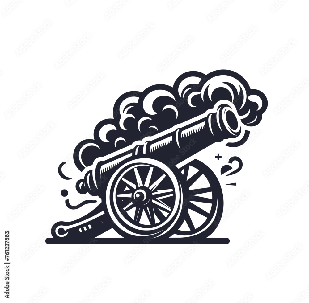 Fototapeta premium Vintage cannon monochrome isolated vector illustration