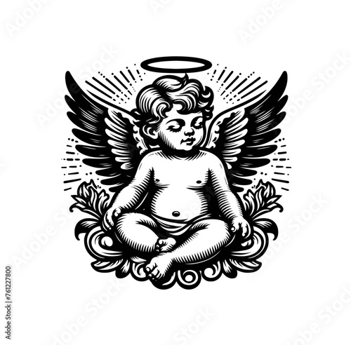 baby angel graphic vector illustration in vintage style for streetwear and urban style t-shirts design, hoodies	