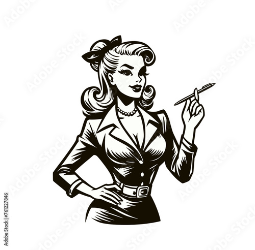 Wallpaper Mural Monochrome businesswoman. Isolated vector illustration. Working lady boss Torontodigital.ca