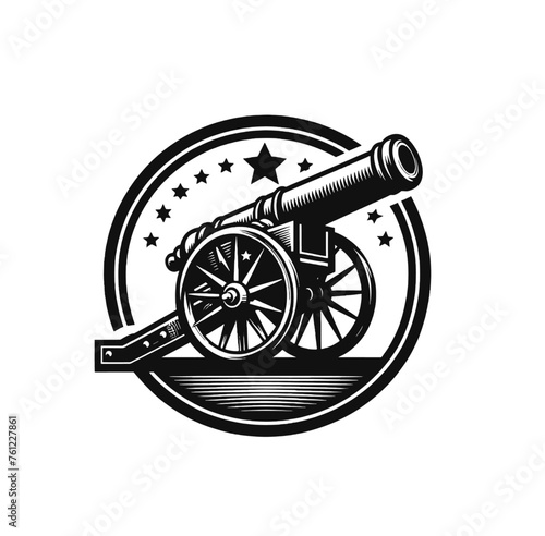 Vintage cannon monochrome isolated vector illustration