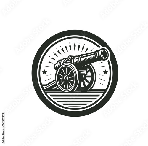 Vintage cannon monochrome isolated vector illustration