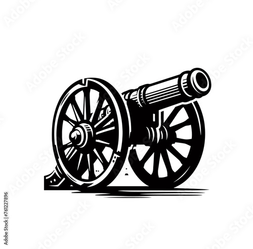 Vintage cannon monochrome isolated vector illustration