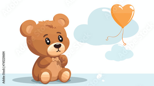 Cartoon teddy bear with thought bubble flat vector