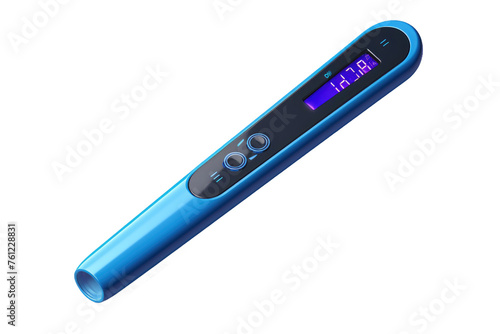 Blue Digital Thermometer on White Background. On a White or Clear Surface PNG Transparent Background.