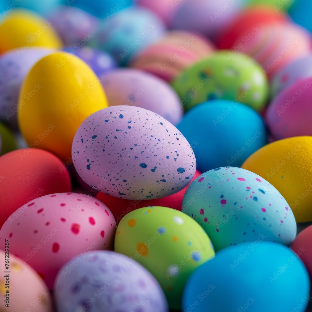 Colorful Easter Eggs Background, Decorative Egg Pattern, Happy Easter Mockup with Copy Space