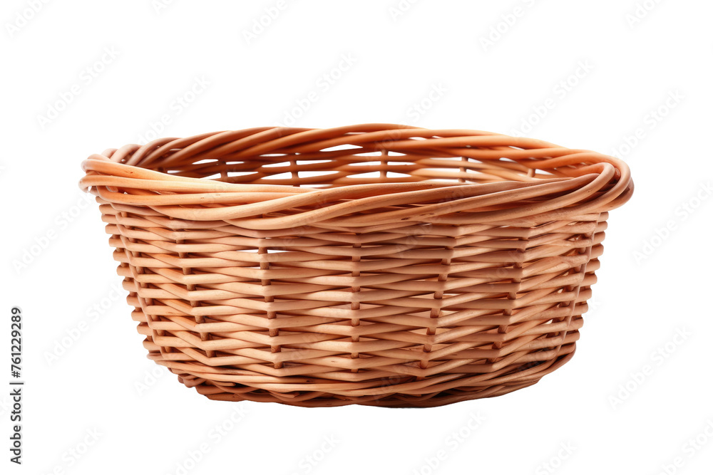 Wicker Basket on White Background. On a White or Clear Surface PNG Transparent Background.