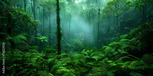 Lush rainforest teeming with diverse plants and wildlife vital for ecosystem health. Concept Rainforest Biodiversity, Ecosystem Health, Wildlife Conservation, Lush Vegetation, Habitat Preservation