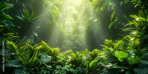 Thriving rainforest: a haven for diverse plants and wildlife crucial for ecosystem balance. Concept Rainforest, Biodiversity, Ecosystem Balance, Wildlife Conservation, Plant Diversity