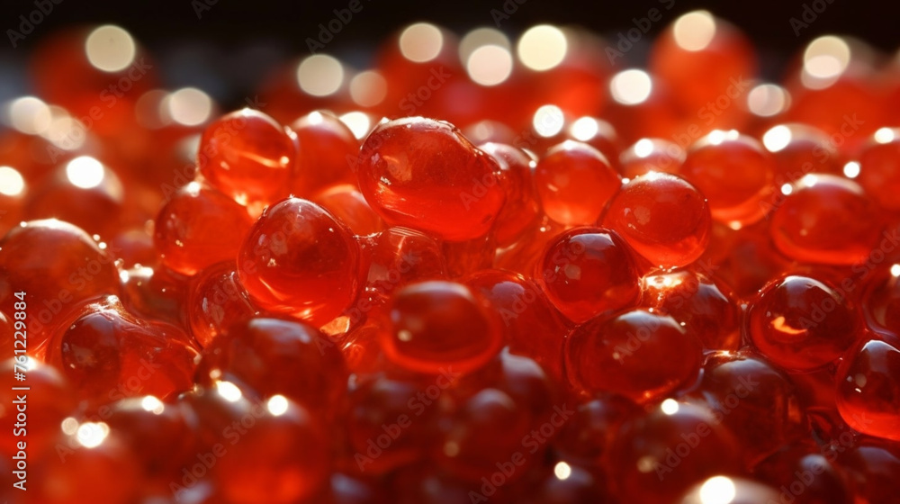 Texture of pink salmon fish red caviar in golden jar. Delicious roe served for luxury restaurant close-up. Generative AI Texture of pink salmon fish red caviar in golden jar. Delicious roe served for luxury restaurant close-up. Generative AI