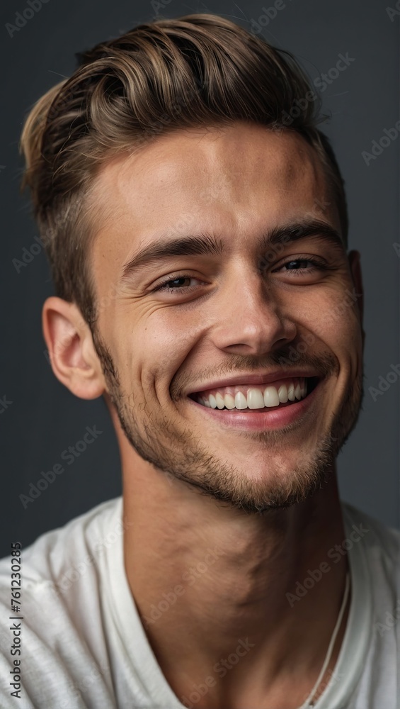 Obraz premium Young gay man in stylish clothes smiling happily