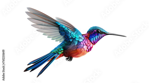 A vibrant bird soars gracefully through the skies in an explosion of color