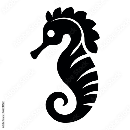 black vector seahorse icon on white background