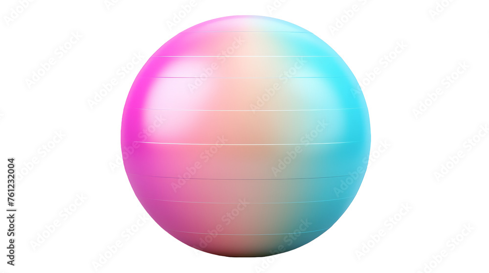 A vividly colored ball sits peacefully on a stark white surface