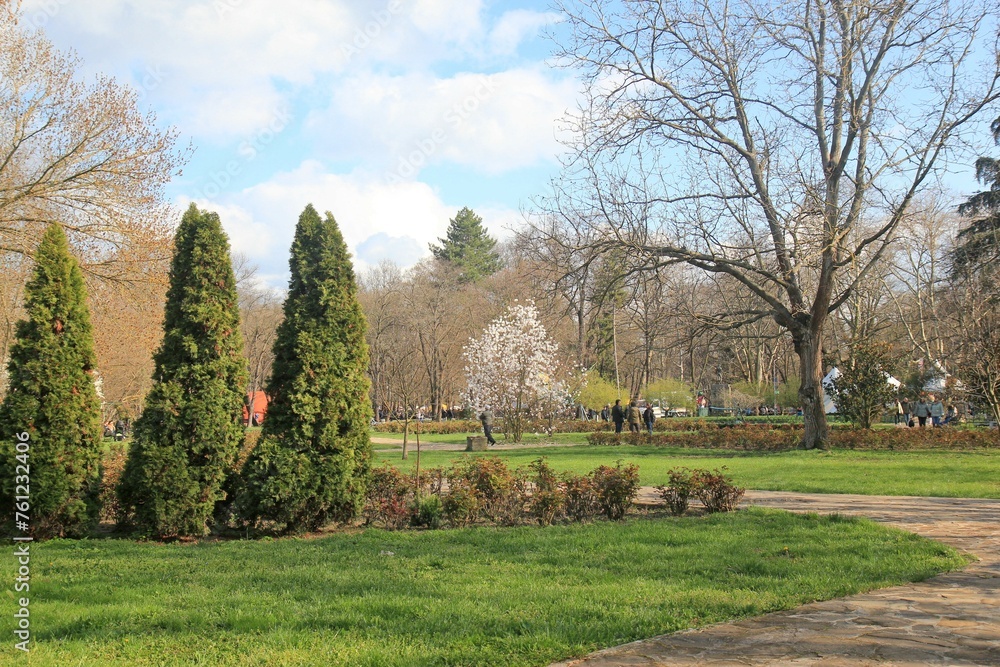 A park in the city of Yambol (Bulgaria) in the spring.