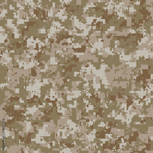 Military Pixel camouflage illustration seamless pattern arid desert camo square texture banner illustration wallpaper