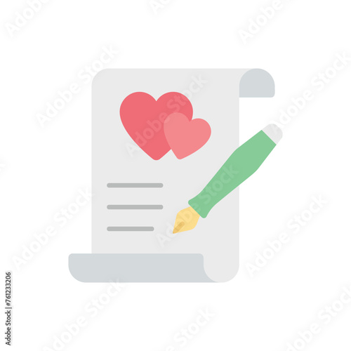 Flat color Wedding Contract vector icon