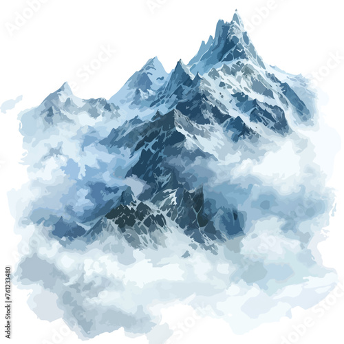 Cloudy Mountains Clipart isolated on white background