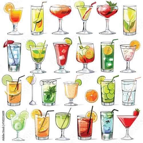 Cocktails Clipart isolated on white background