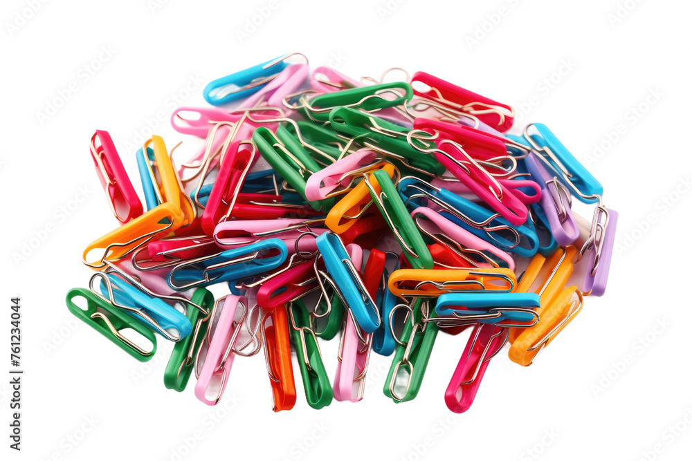 Stack of Multi-Colored Paper Clips. On a White or Clear Surface PNG Transparent Background. Stack of Multi-Colored Paper Clips. On a White or Clear Surface PNG Transparent Background.
