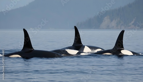 A Group Of Orcas Spyhopping To Get A Better View