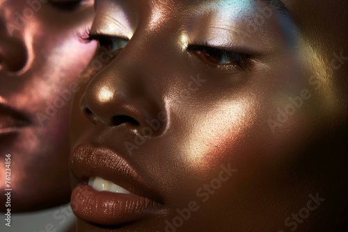 Close Up of Woman Face with perfect skin texture. 