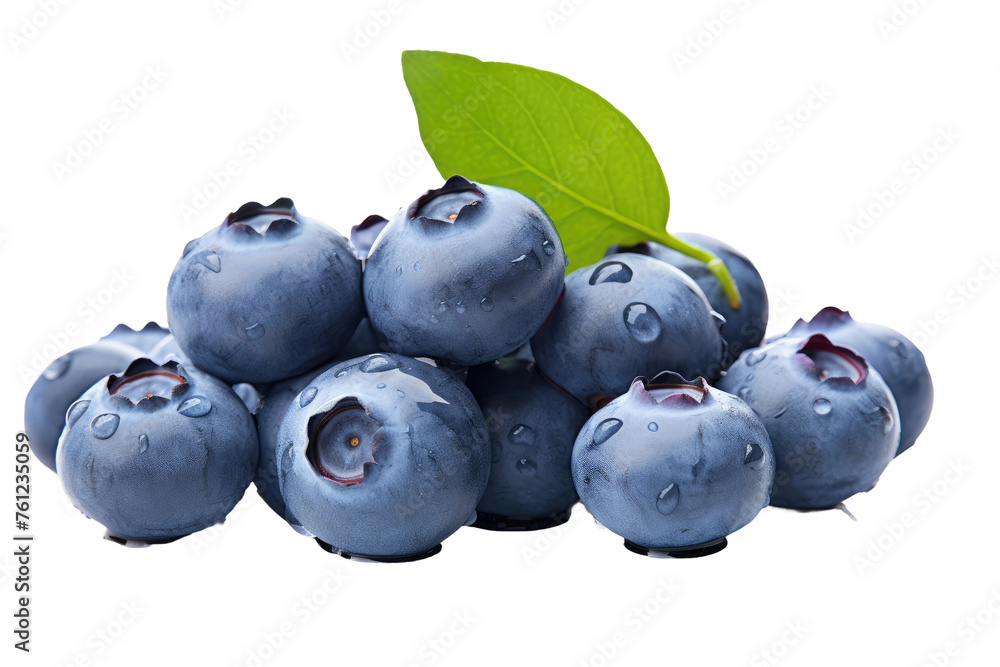 A Pile of Blueberries With a Green Leaf. On a White or Clear Surface PNG Transparent Background. A Pile of Blueberries With a Green Leaf. On a White or Clear Surface PNG Transparent Background.