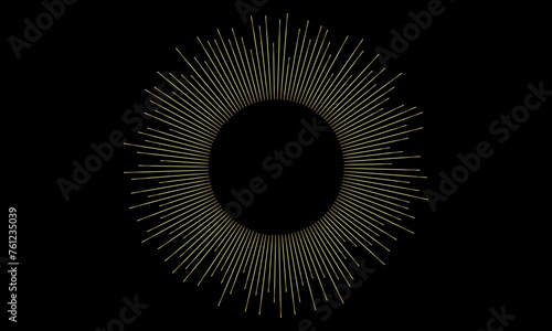 Abstract background of smooth circle lines, music wave line, halftone wave. black background, vector illustration.