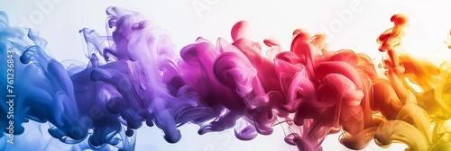 Color Ink in Water Isolated, Rainbow Paint Splash