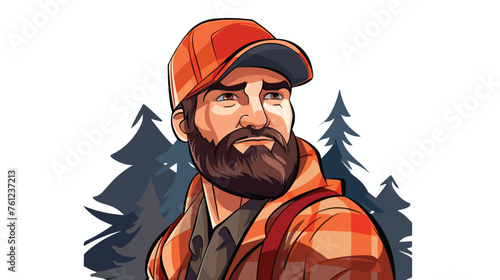 Lumberjack face. Woodcutter portrat. Head lumberman. photo