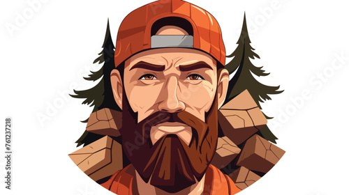 Lumberjack face. Woodcutter portrat. Head lumberman. photo