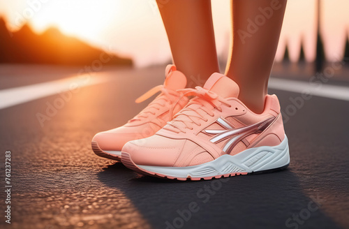 Delicate Peach Color Running Shoes . Attributes For rucking