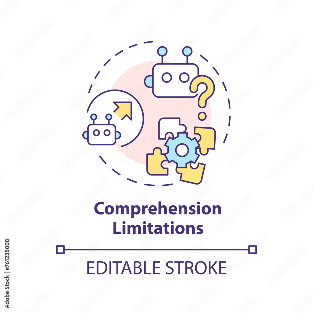 Comprehension limitations multi color concept icon. Human language interpretation. Round shape line illustration. Abstract idea. Graphic design. Easy to use in infographic, presentation Comprehension limitations multi color concept icon. Human language interpretation. Round shape line illustration. Abstract idea. Graphic design. Easy to use in infographic, presentation