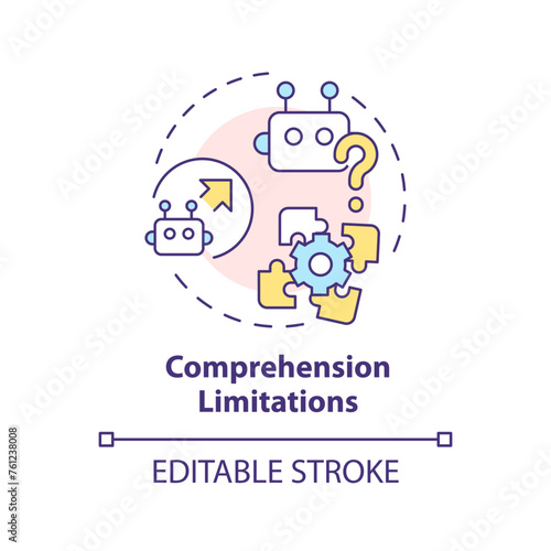 Comprehension limitations multi color concept icon. Human language interpretation. Round shape line illustration. Abstract idea. Graphic design. Easy to use in infographic, presentation