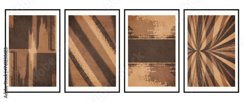 Set of 4 Abstract illustration in vintage style. For use in graphics, for wall decor. .