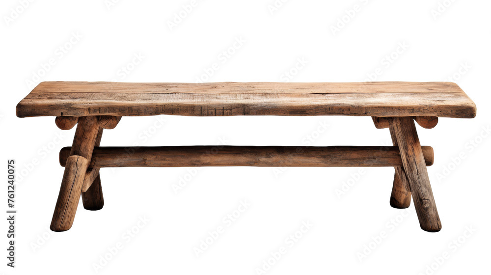 A wooden bench resting peacefully on a pure white background - obrazy, fototapety, plakaty 