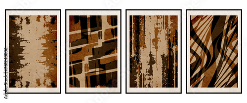 Set of 4 Abstract illustration in vintage style. For use in graphics, for wall decor. .