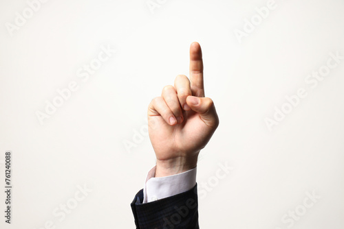 Businessman's hand close-up on a white background