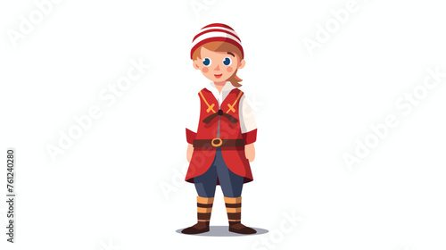 Northern European boy in national clothes kid cartoon