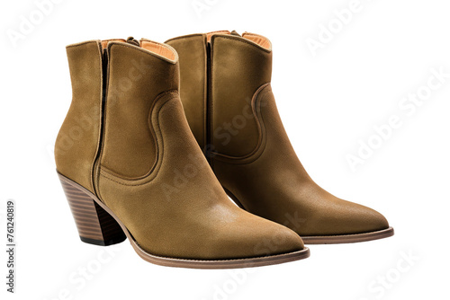 Pair of Brown Boots on White Background. On a White or Clear Surface PNG Transparent Background.